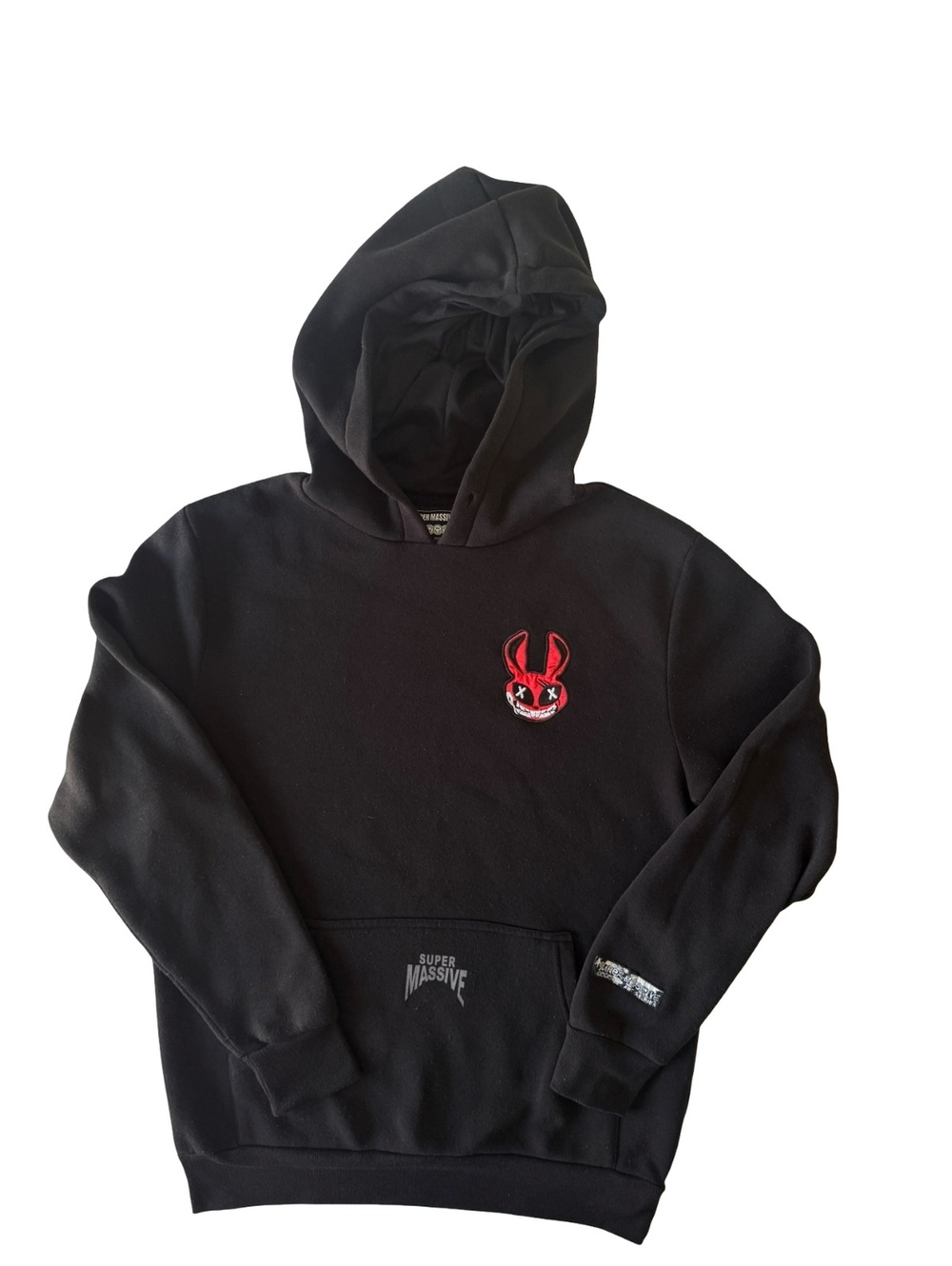 Super Massive Art Series Bunny Hoodie Men’s M Black Embroidered Streetwear